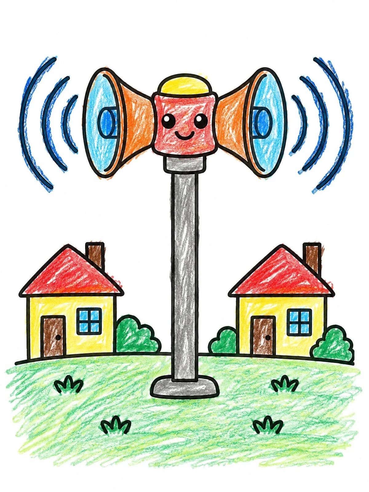 Colored example of the Friendly Neighborhood Storm Siren coloring page