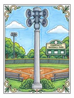 Storm Siren At Baseball Park – Tornado Coloring Page