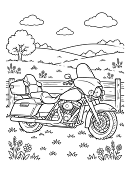 Free printable Touring Motorcycle In Countryside coloring page
