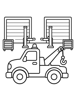 Free printable Tow Truck At The Repair Shop coloring page