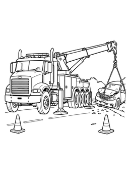 Free printable Heavy Duty Highway Recovery Wrecker coloring page