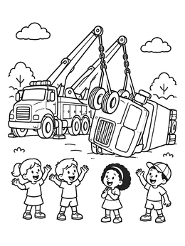 Free printable Heavy Wrecker Truck Rescue coloring page