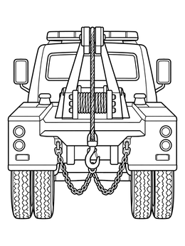 Free printable Tow Truck Rear View With Winch coloring page