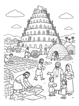 Free printable Building The Tower Of Babel coloring page