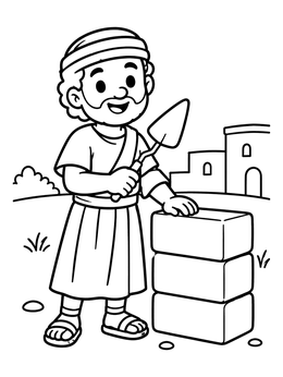 Free printable Cheerful Builder Stacking Bricks coloring page