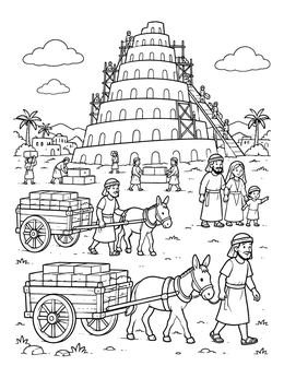 Free printable Building The Tower Of Babel coloring page