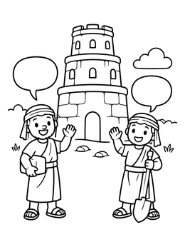 Free printable Friendly Builders At The Tower coloring page