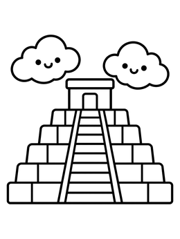 Free printable Tower Of Babel With Friendly Clouds coloring page