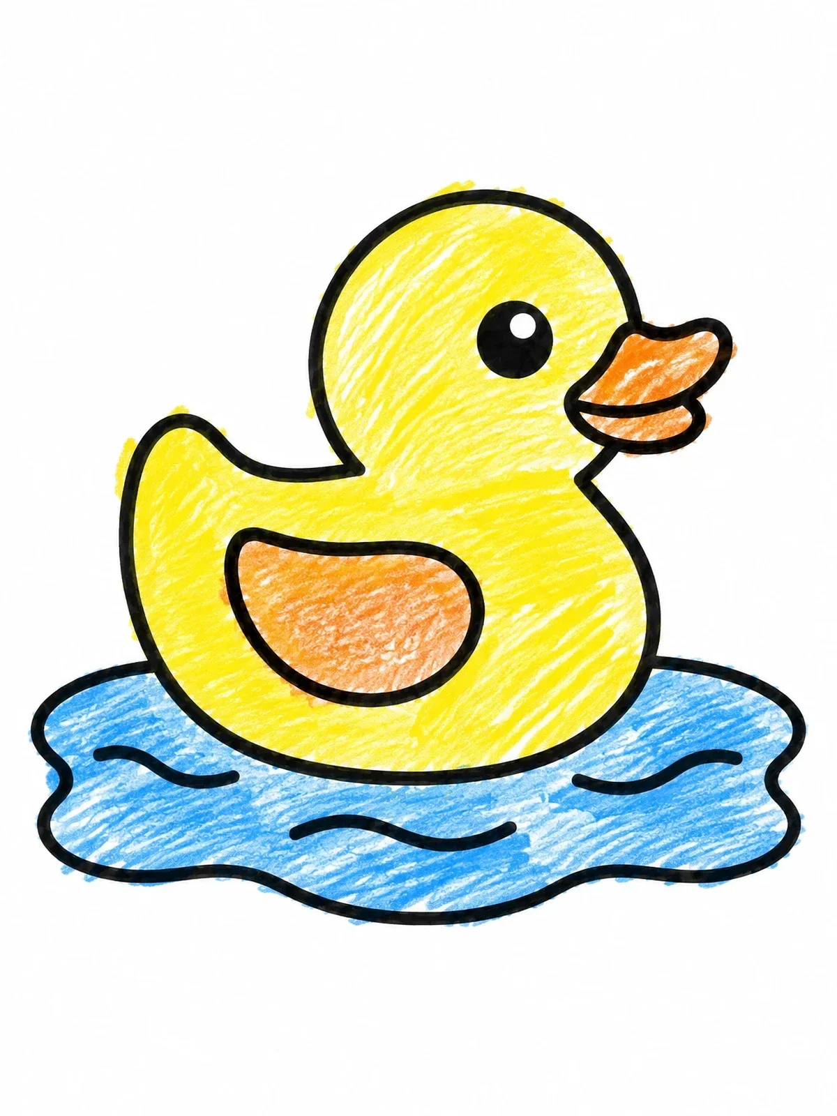 Colored example of the Cute Rubber Duck In Water coloring page