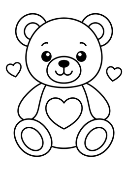 Free printable Cute Teddy Bear With Hearts coloring page