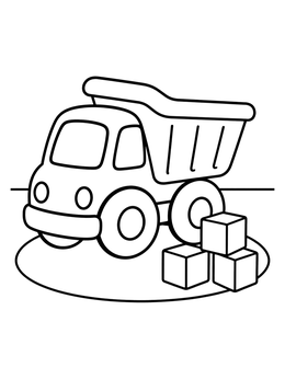 Free printable Toy Dump Truck With Blocks coloring page