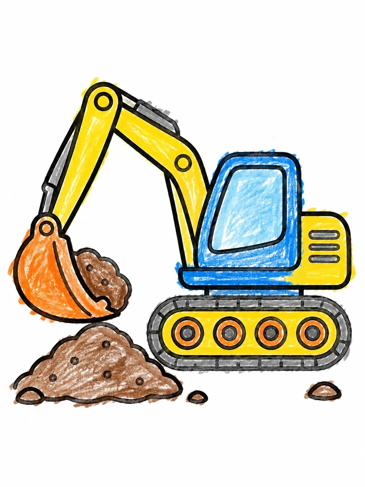 Colored example of the Toy Excavator Digging Dirt coloring page