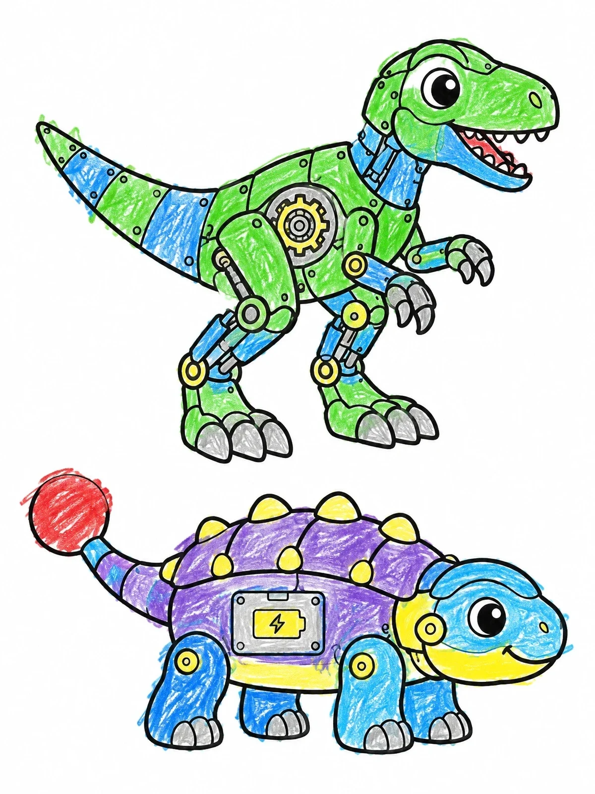 Colored example of the Toy Robot Dinosaurs coloring page