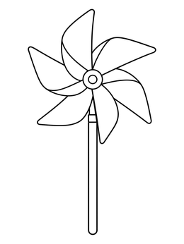 Free printable Toy Windmill Pinwheel On Stick coloring page