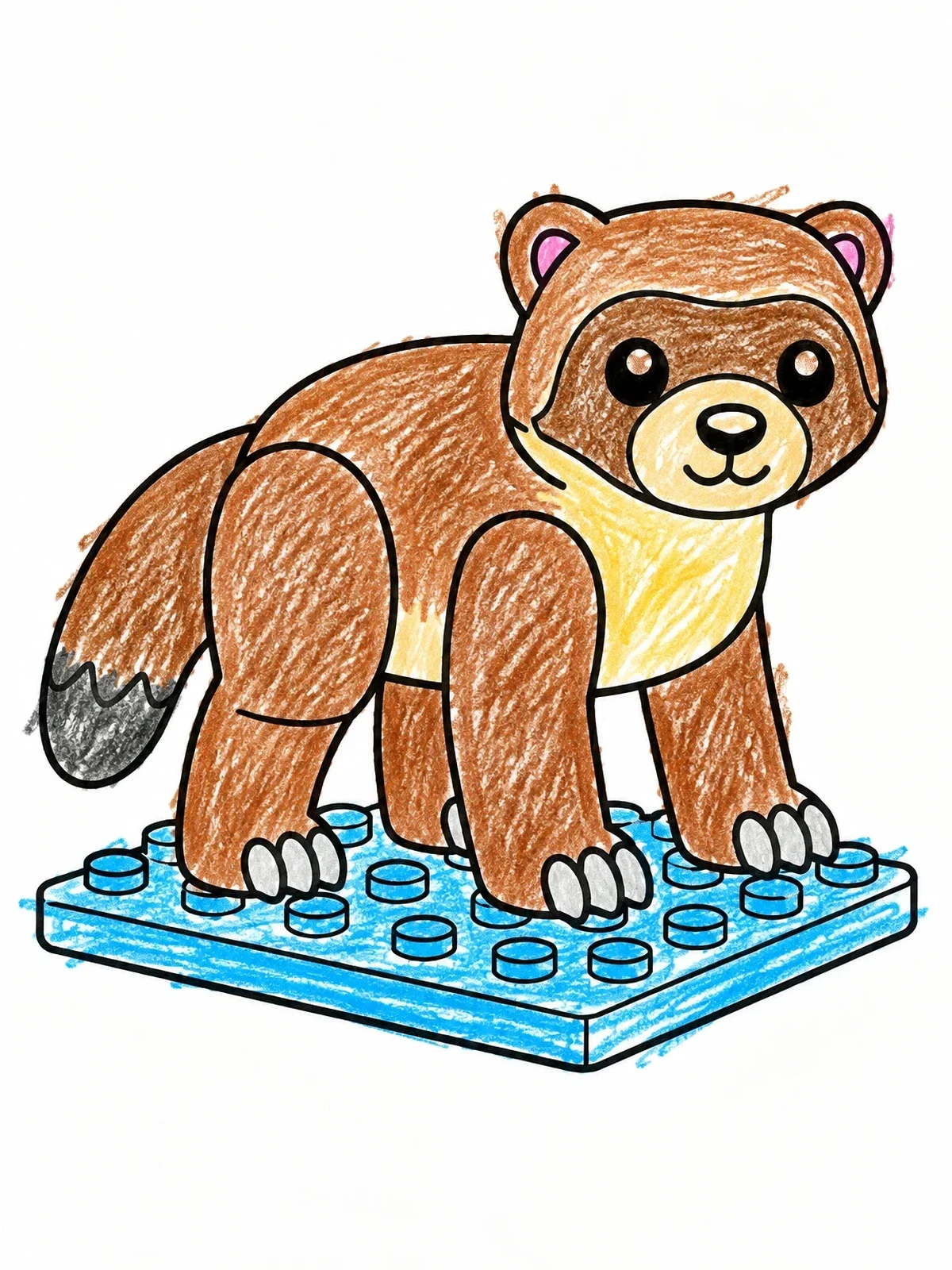 Colored example of the Toy Wolverine On Building Brick Plate coloring page