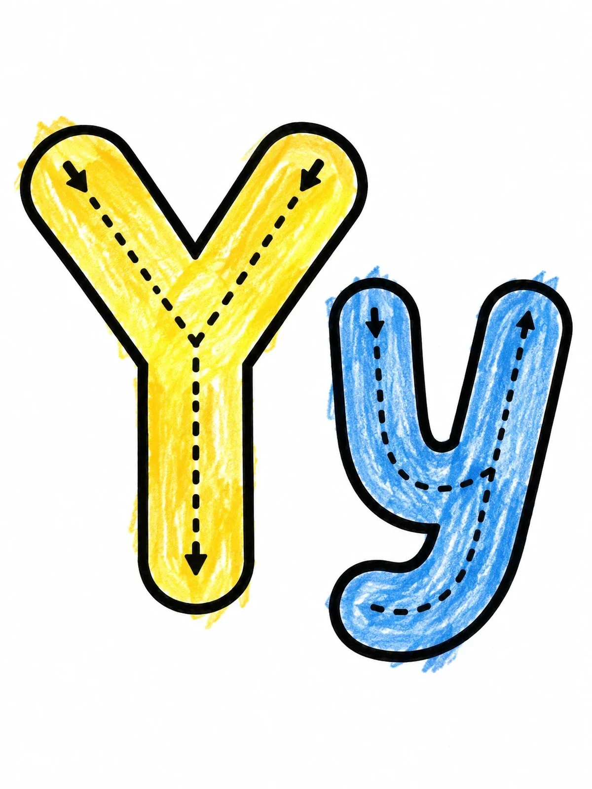 Colored example of the Tracing Capital And Lowercase Letter Y coloring page