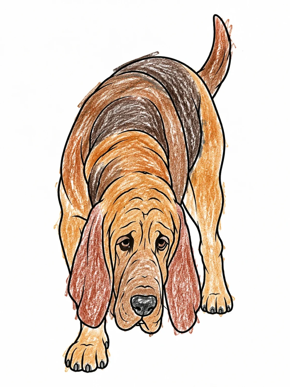 Colored example of the Tracking Bloodhound Walking Forward coloring page