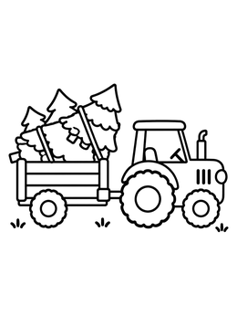 Free printable Tractor Hauling Fresh Christmas Trees coloring page