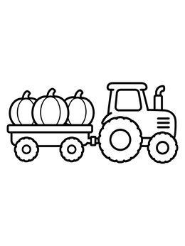 Free printable Tractor Pulling Pumpkin Wagon coloring page