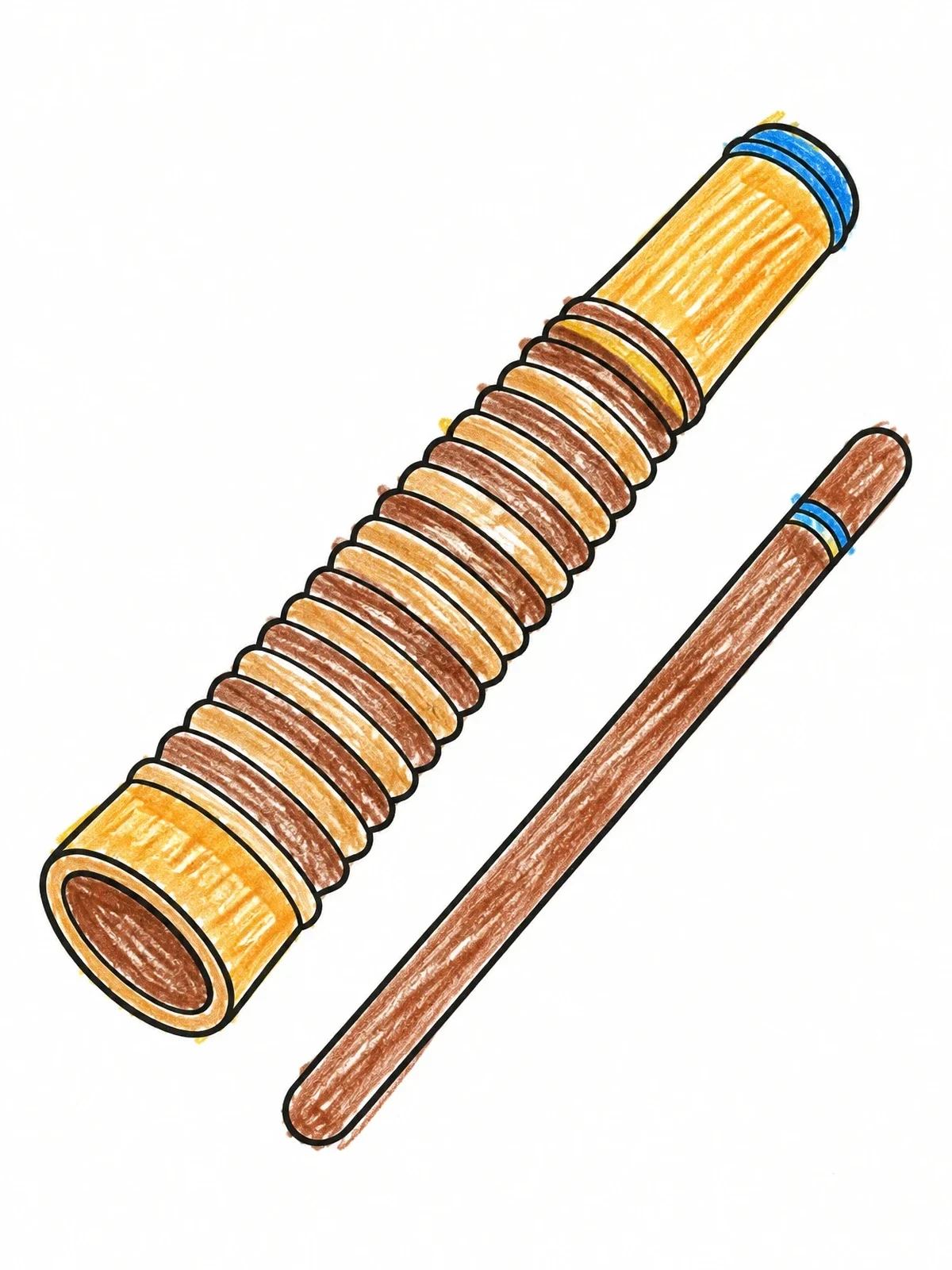 Colored example of the Traditional Angolan Dikanza Musical Instrument coloring page