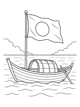 Free printable Traditional Boat With Bangladesh Flag coloring page