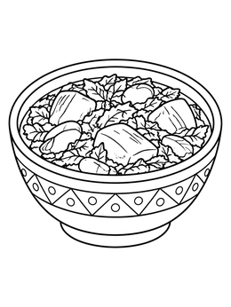 Free printable Traditional Cameroonian Ndole Stew Bowl coloring page