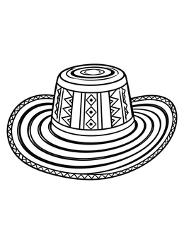 Free printable Traditional Colombian Sombrero Vueltiao Hat coloring page