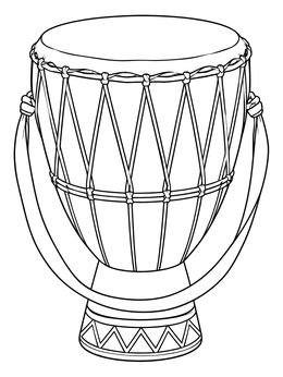 Free printable Traditional Ethiopian Drum Line Art coloring page