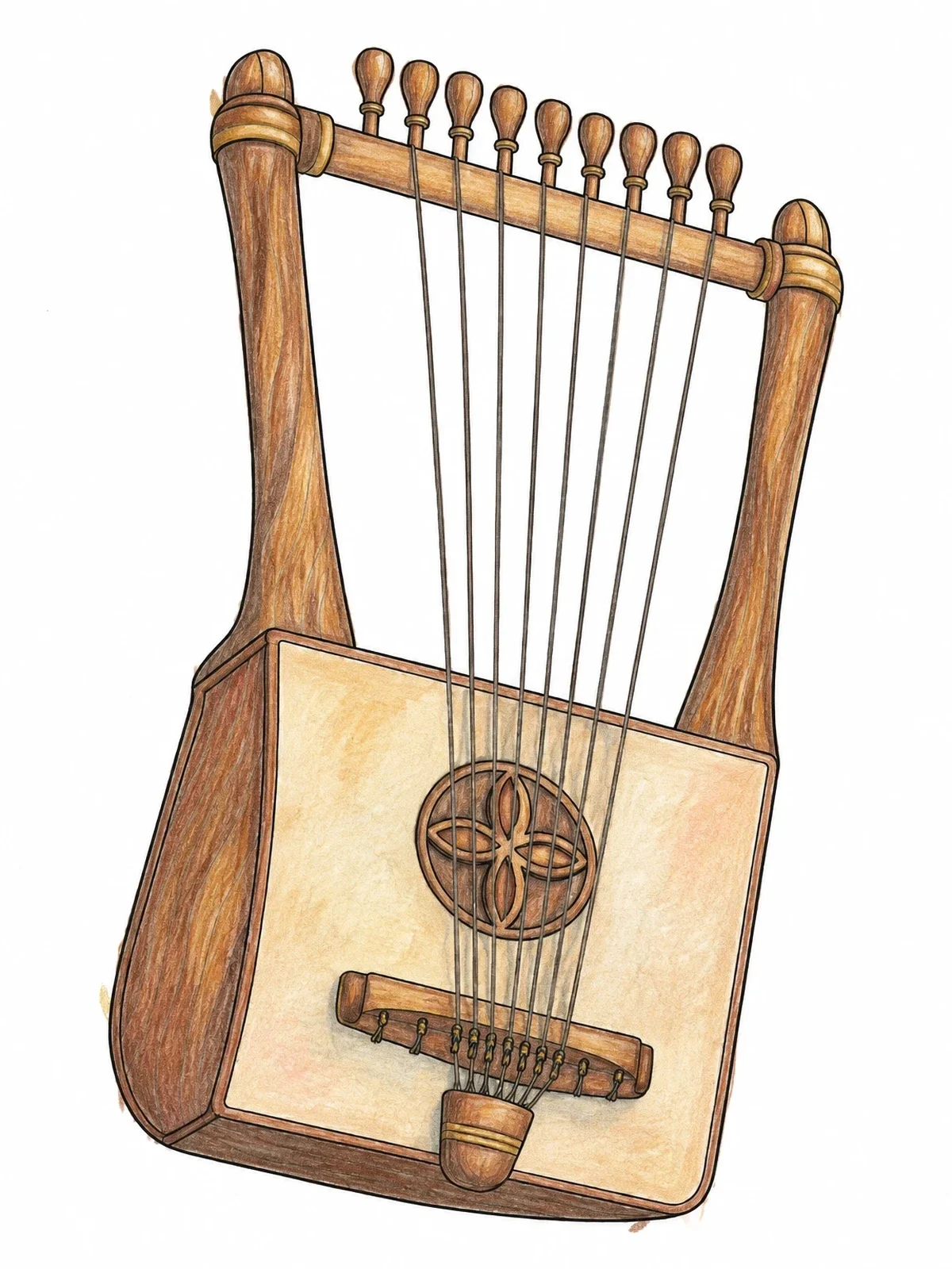 Colored example of the Traditional Ethiopian Krar Lyre coloring page