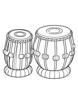 A pair of traditional Indian tabla drums in this india coloring page.