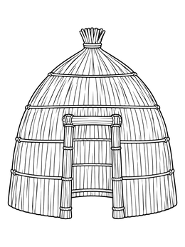 Free printable Traditional Iraqi Mudhif Reed Dwelling coloring page