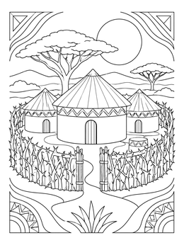 Free printable Traditional Kenyan Boma Homestead coloring page