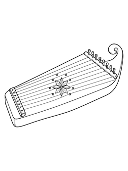 Free printable Traditional Latvian Kokle Zither coloring page