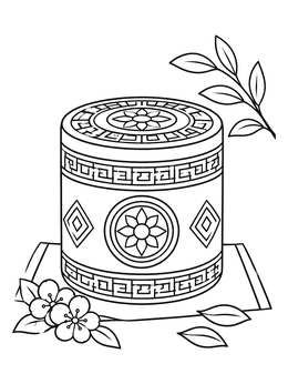 Free printable Traditional Myanmar Lacquerware Container coloring page