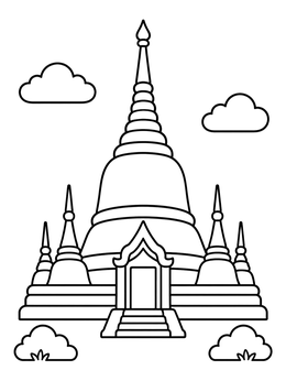 Free printable Traditional Myanmar Pagoda Temple coloring page