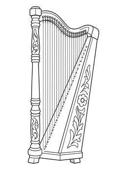 Free printable Traditional Paraguayan Wooden Folk Harp coloring page
