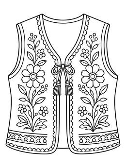 Free printable Traditional Serbian Embroidered Folk Vest coloring page