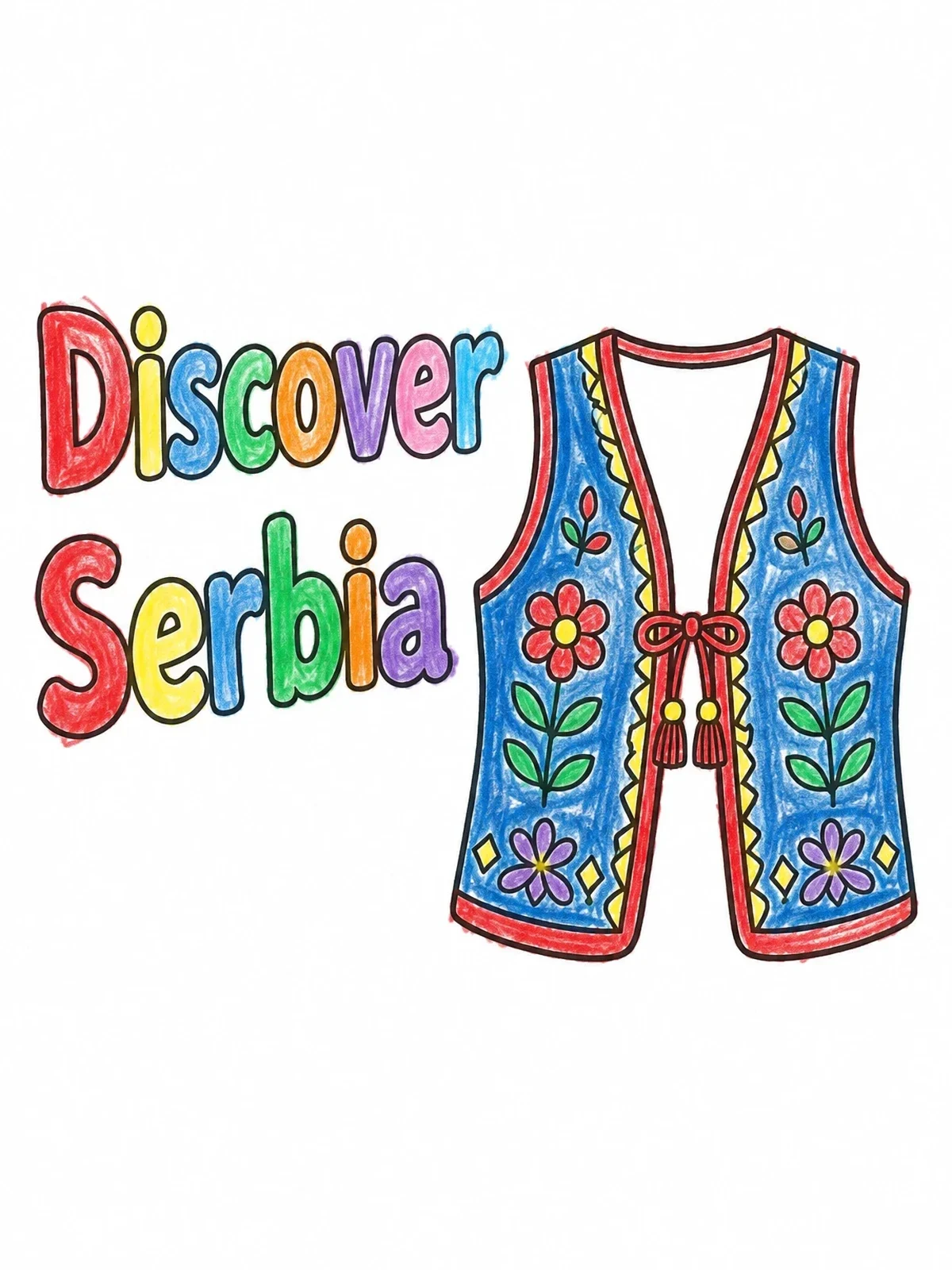 Colored example of the Traditional Serbian Folk Vest coloring page