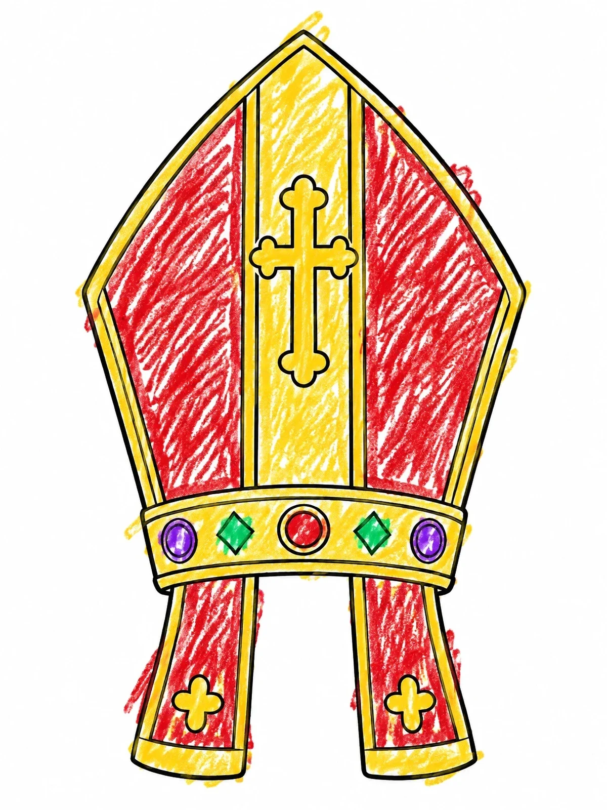 Colored example of the Traditional Sinterklaas Bishop Mitre coloring page