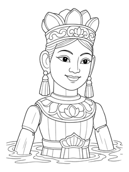 Free printable Traditional Vietnamese Water Puppet Figure coloring page