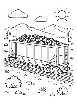 Free printable Coal Hopper Car In Desert coloring page