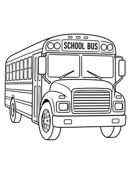 A classic yellow school bus sits ready to ride on this transportation coloring page.