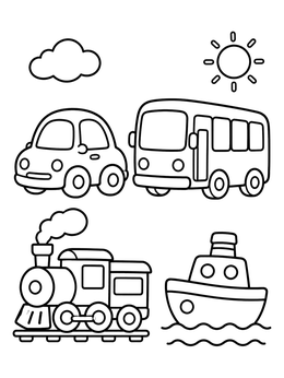 Free printable Cute Vehicles For Toddlers coloring page
