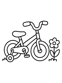 Free printable Kids Bicycle With Training Wheels coloring page