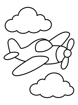 Free printable Little Propeller Airplane And Clouds coloring page