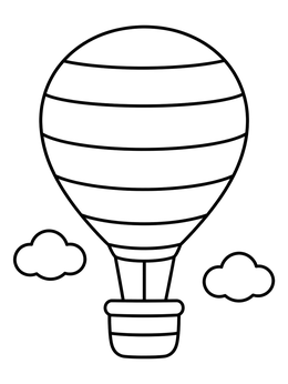 Free printable Striped Hot Air Balloon In Sky coloring page