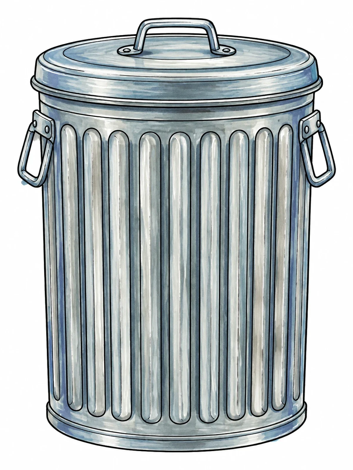 Colored example of the Classic Metal Garbage Can coloring page