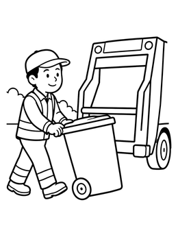 Free printable Sanitation Worker With Wheelie Bin coloring page