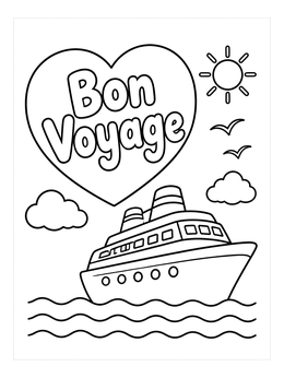 Free printable Bon Voyage Ocean Cruise Ship coloring page