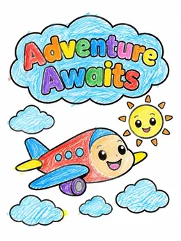 Paper Plane Drawing Example Cute Airplane In The Sky – Travel Coloring Page